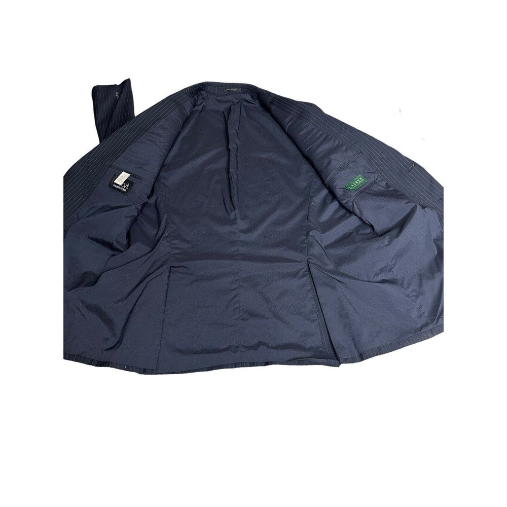 Lauren Ralph Lauren Men's 46L Navy Blue Striped 100% Wool 2 Button Blazer Jacket - Picture 7 of 10